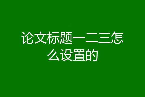 论文标题一二三怎么设置的