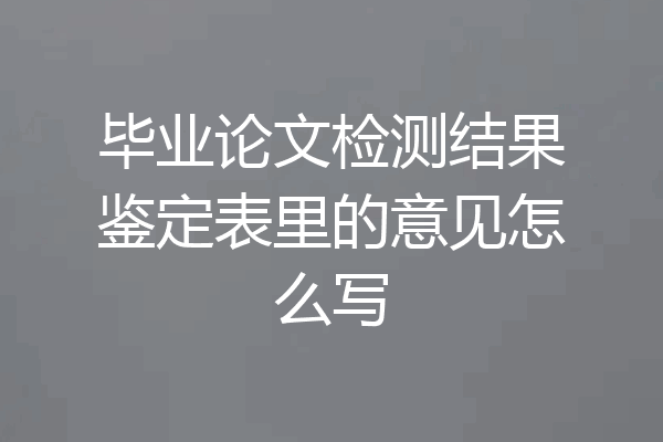 毕业论文检测结果鉴定表里的意见怎么写