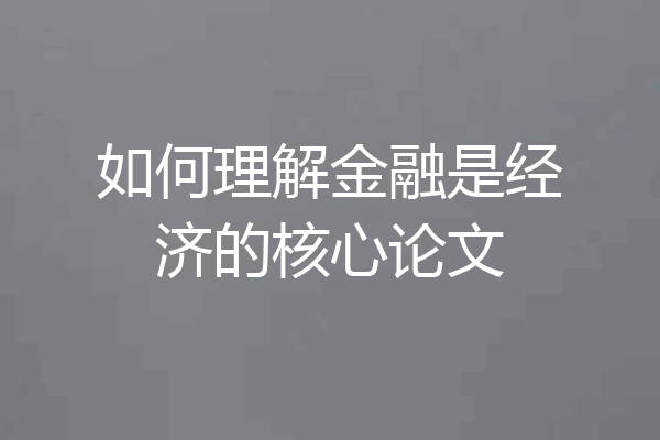 如何理解金融是经济的核心论文