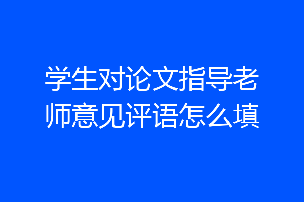 学生对论文指导老师意见评语怎么填
