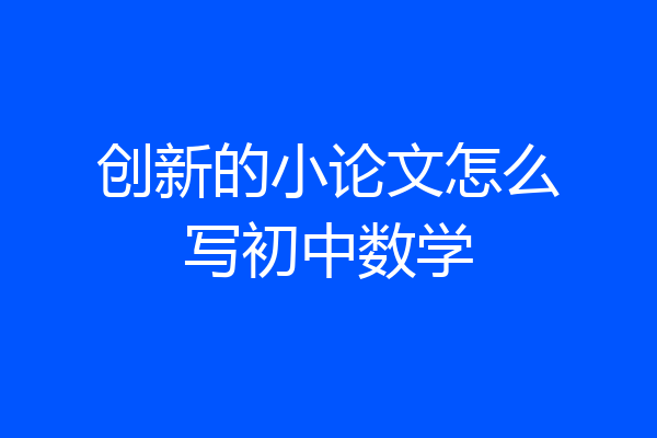 创新的小论文怎么写初中数学