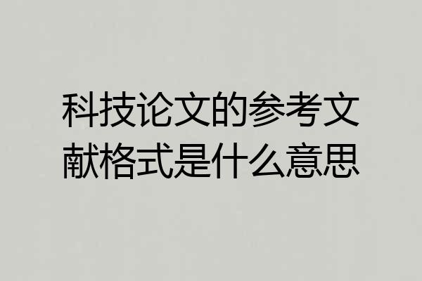 科技论文的参考文献格式是什么意思