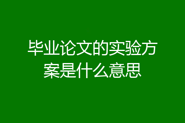 毕业论文的实验方案是什么意思