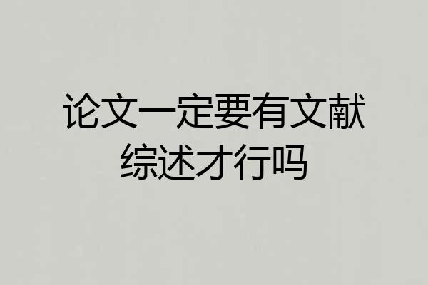 论文一定要有文献综述才行吗