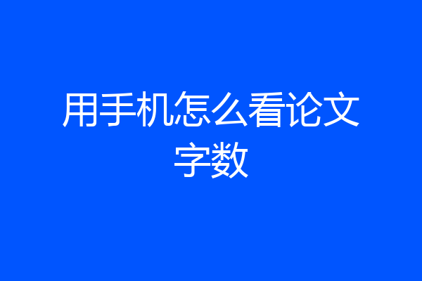 用手机怎么看论文字数