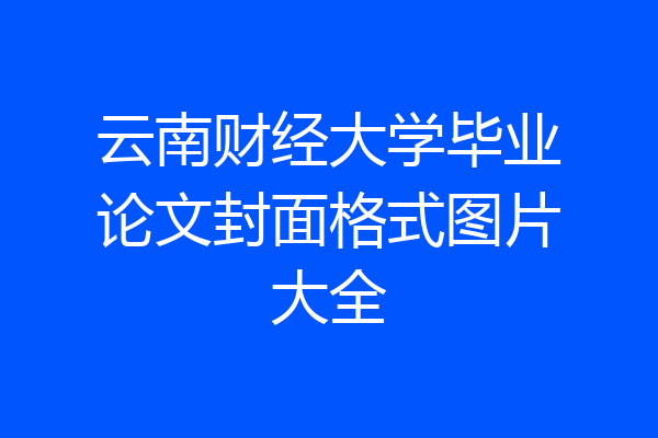 云南财经大学毕业论文封面格式图片大全
