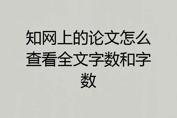 知网上的论文怎么查看全文字数和字数