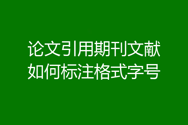 论文引用期刊文献如何标注格式字号