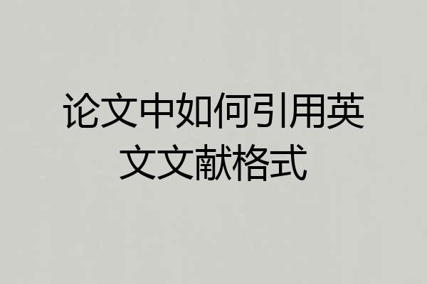 论文中如何引用英文文献格式