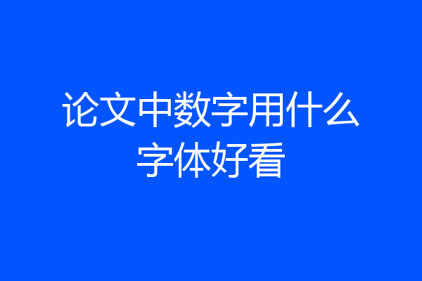 论文中数字用什么字体好看