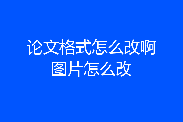 论文格式怎么改啊图片怎么改