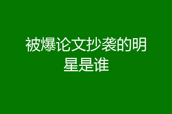 被爆论文抄袭的明星是谁
