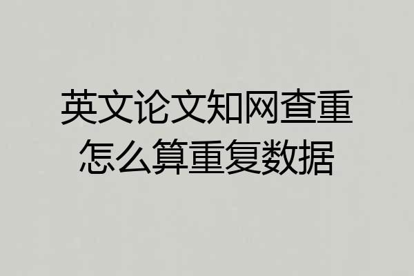 英文论文知网查重怎么算重复数据