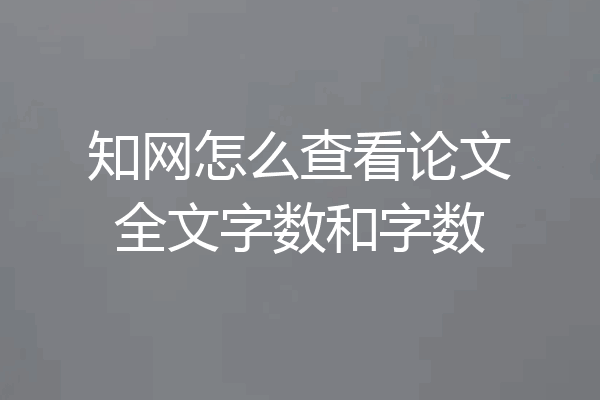 知网怎么查看论文全文字数和字数