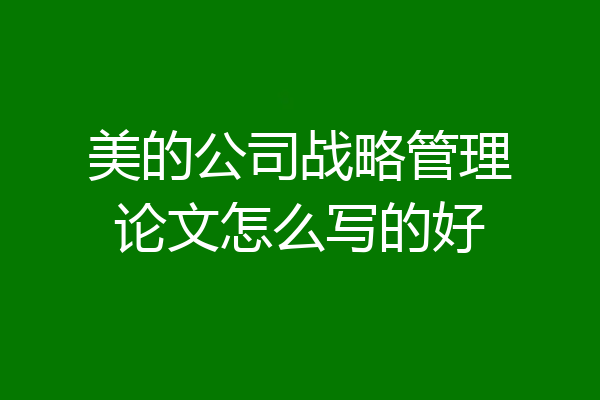 美的公司战略管理论文怎么写的好