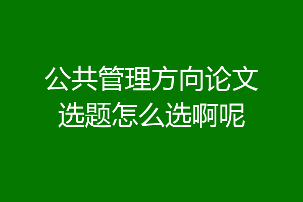 公共管理方向论文选题怎么选啊呢