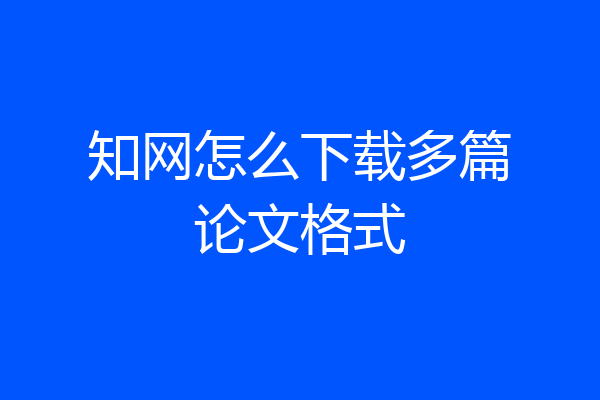 知网怎么下载多篇论文格式