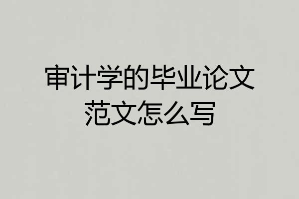 审计学的毕业论文范文怎么写