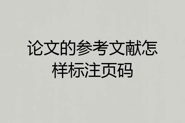 论文的参考文献怎样标注页码