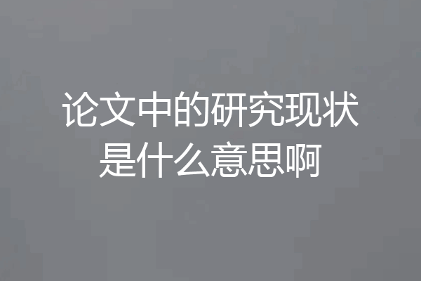 论文中的研究现状是什么意思啊