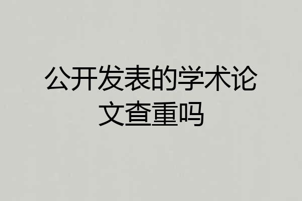 公开发表的学术论文查重吗