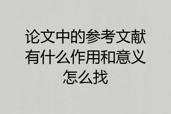 论文中的参考文献有什么作用和意义怎么找