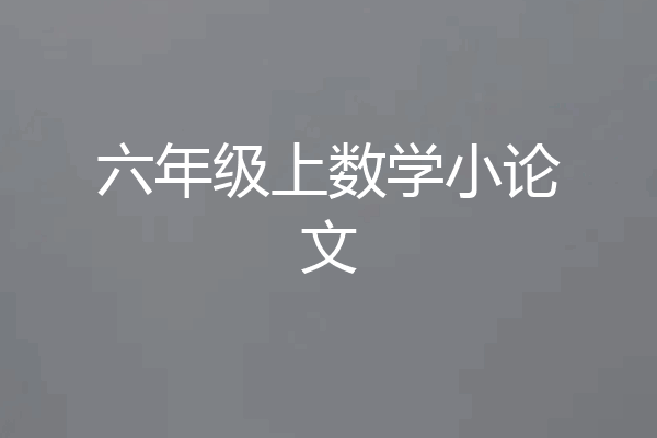 六年级上数学小论文