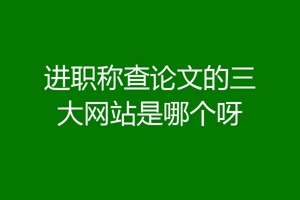 进职称查论文的三大网站是哪个呀