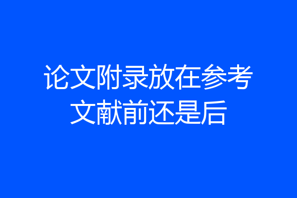 论文附录放在参考文献前还是后