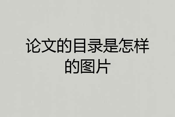 论文的目录是怎样的图片