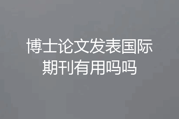 博士论文发表国际期刊有用吗吗