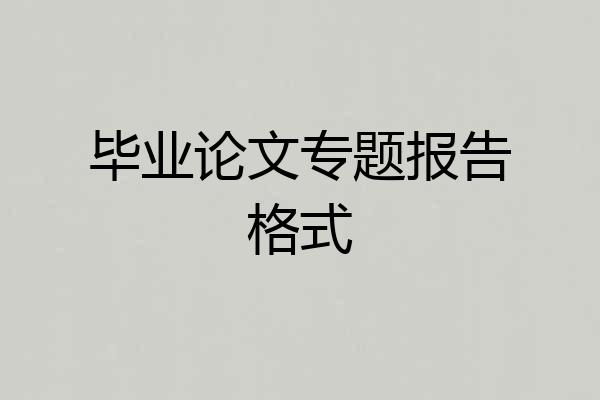 毕业论文专题报告格式