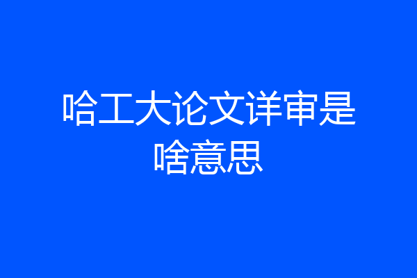 哈工大论文详审是啥意思
