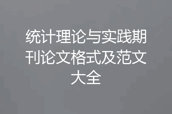 统计理论与实践期刊论文格式及范文大全