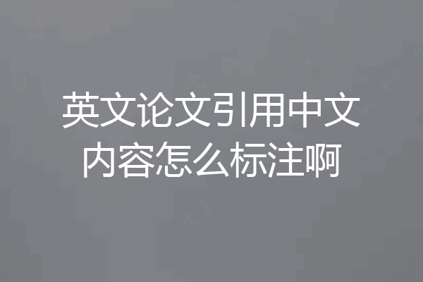 英文论文引用中文内容怎么标注啊