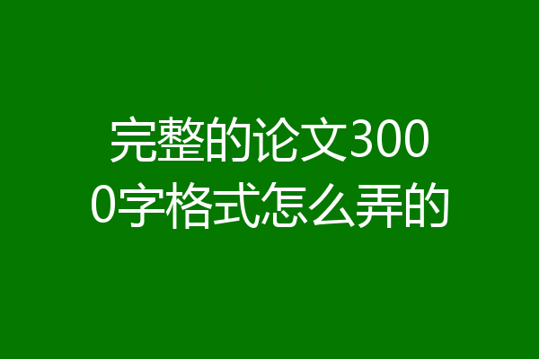 完整的论文3000字格式怎么弄的