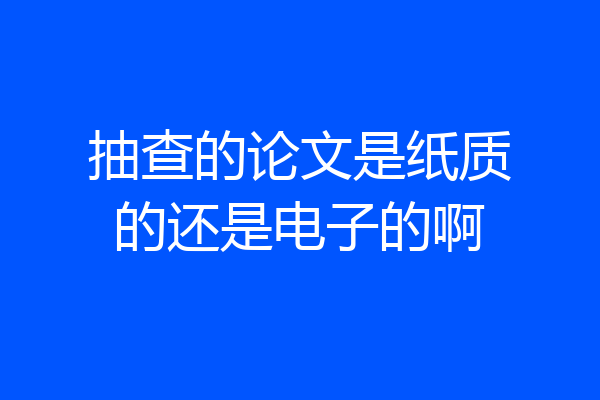 抽查的论文是纸质的还是电子的啊