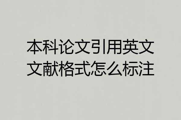 本科论文引用英文文献格式怎么标注