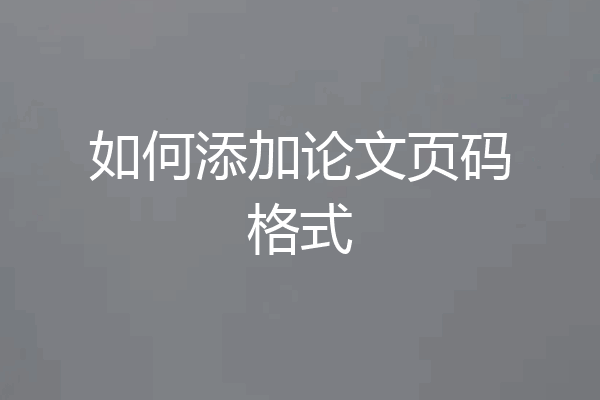 如何添加论文页码格式