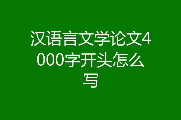 汉语言文学论文4000字开头怎么写