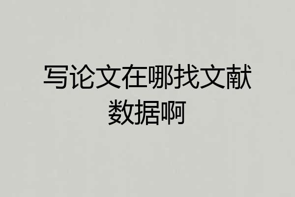写论文在哪找文献数据啊