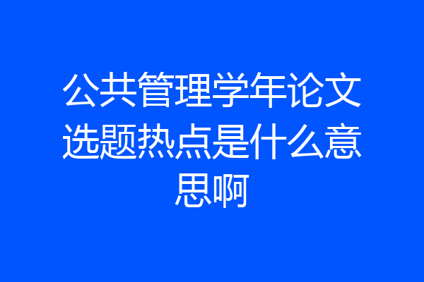 公共管理学年论文选题热点是什么意思啊