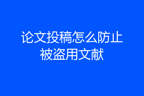 论文投稿怎么防止被盗用文献