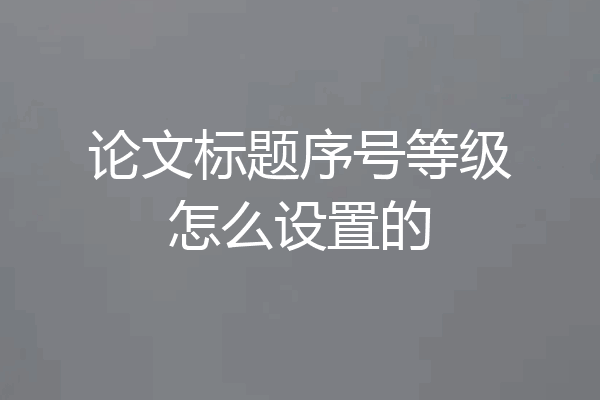 论文标题序号等级怎么设置的