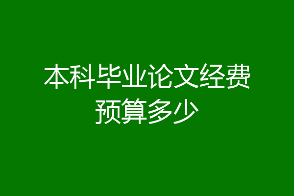 本科毕业论文经费预算多少