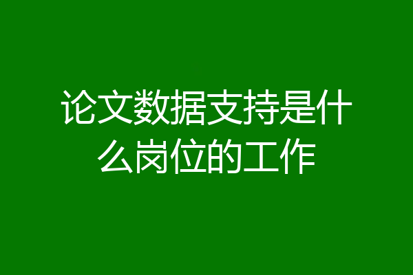 论文数据支持是什么岗位的工作