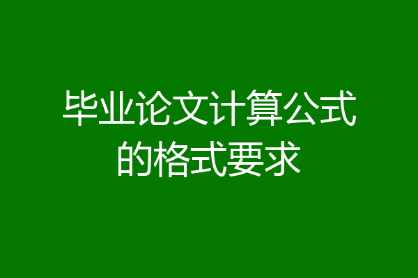 毕业论文计算公式的格式要求