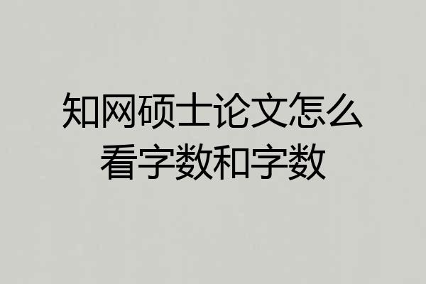 知网硕士论文怎么看字数和字数