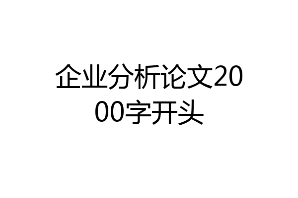 企业分析论文2000字开头