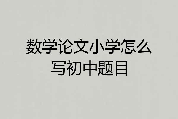 数学论文小学怎么写初中题目